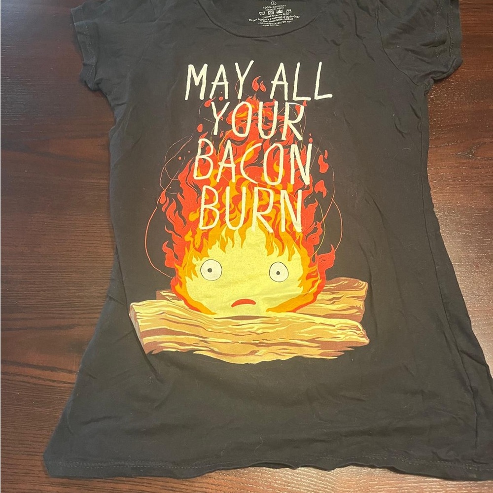 Her Universe Black and Red Short Sleeve Tee with Calcifer Graphic Design